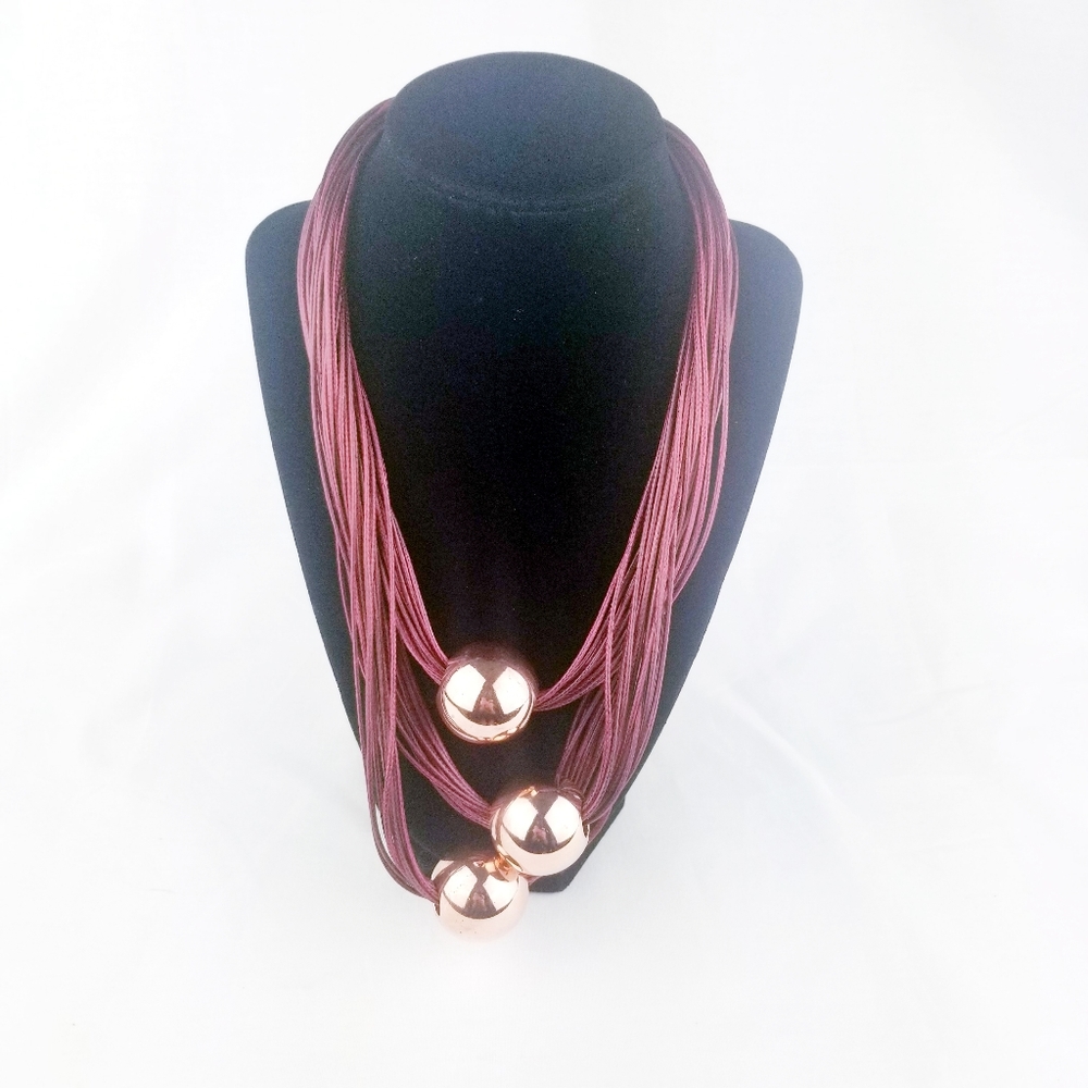 Freedom Boho Copper & Maroon Necklace EUC